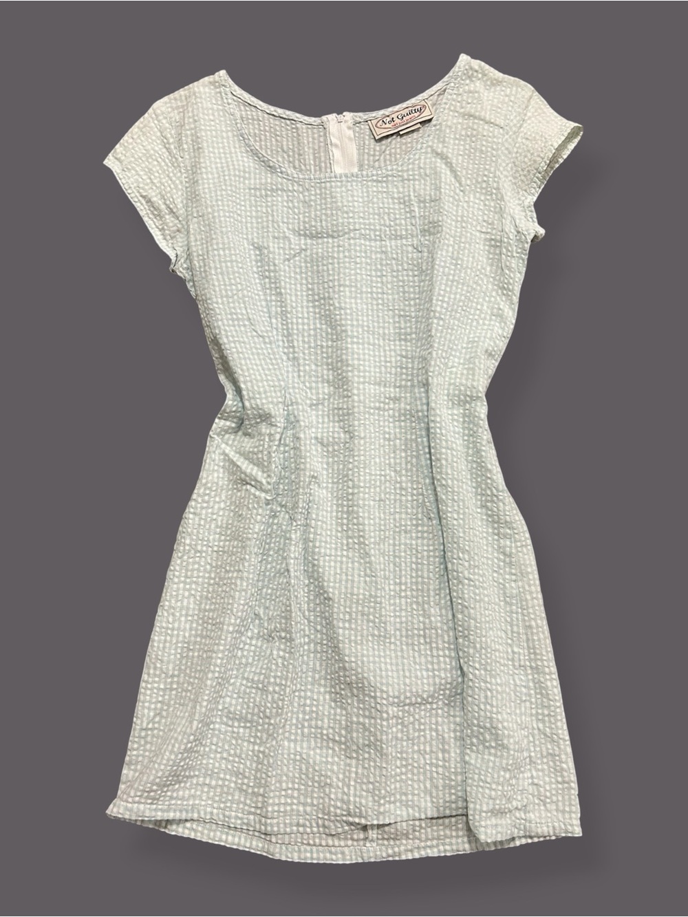 90s Not Guilty Vintage Cotton Pinstripe Light Blue and White Dress